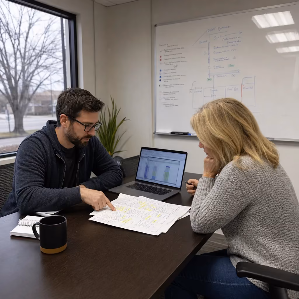 Business owner discussing Android app development costs in Lincoln
